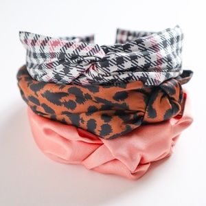 H&M Accessories - H&M Pink, Plaid & Leopard Satin Headband Set H&M Accessories - H&M Pink, Plaid & Leopard Satin Headband Set